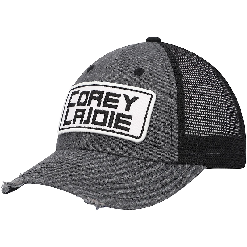 Casquette de camionneur ajustable Corey LaJoie Patch Trucker Heather Charcoal Sports pour homme