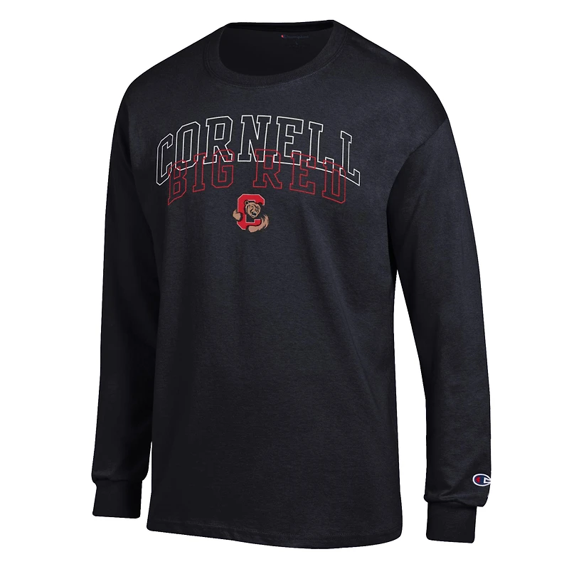 T-shirt à manches longues Champion noir pour homme de l'équipe Cornell Big Red