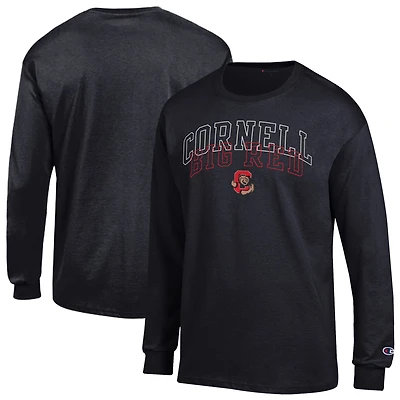 T-shirt à manches longues Champion noir pour homme de l'équipe Cornell Big Red