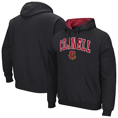 Men's Colosseum  Black Cornell Big Red Arch & Logo 3.0 Pullover Hoodie