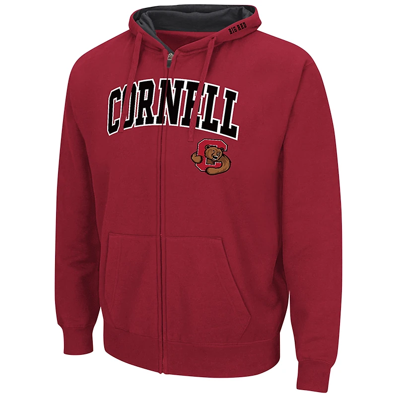 Men's Colosseum Red Cornell Big Arch & Logo 3.0 Full-Zip Hoodie