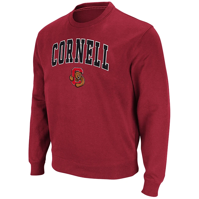 Men's Colosseum Red Cornell Big Arch & Logo Tackle Twill Pullover Sweatshirt