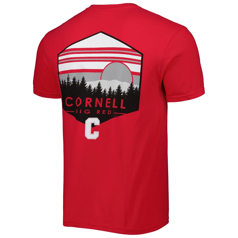 T-shirt rouge Cornell Big Red Landscape Shield pour homme