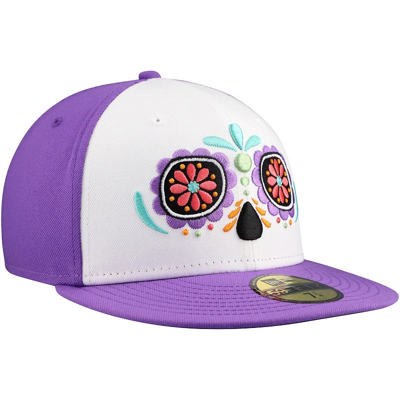 Casquette ajustée Corpus Christi Hooks Copa De La Diversion 59FIFTY New Era pour hommes, blanc/violet