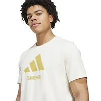 Men's adidas  Cream CR Flamengo Three-Stripes Wordmark T-Shirt