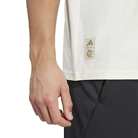 Men's adidas  Cream CR Flamengo Three-Stripes Wordmark T-Shirt