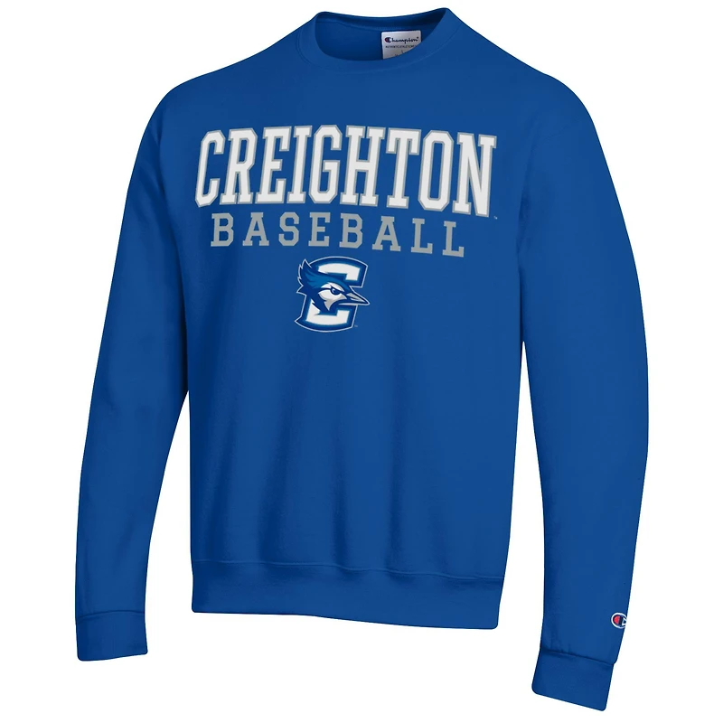 Sweat-shirt de baseball Powerblend Champion Blue Creighton Bluejays Stack pour homme