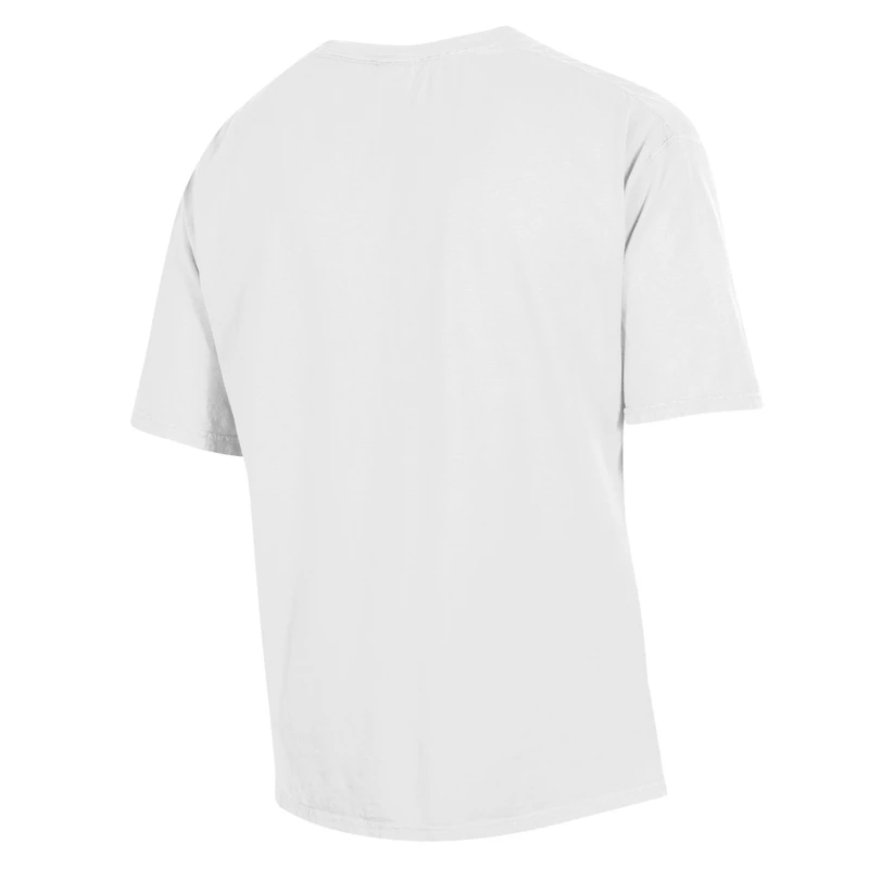 T-shirt blanc ComfortWash pour homme, logo Creighton Bluejays Arch, teint en pièce
