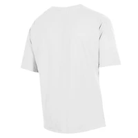 T-shirt blanc ComfortWash pour homme, logo Creighton Bluejays Arch, teint en pièce