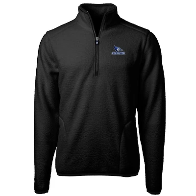 Veste polaire à fermeture éclair quart de tour pour homme Cutter & Buck Black Creighton Bluejays avec logo l'équipe Cascade Eco Sherpa