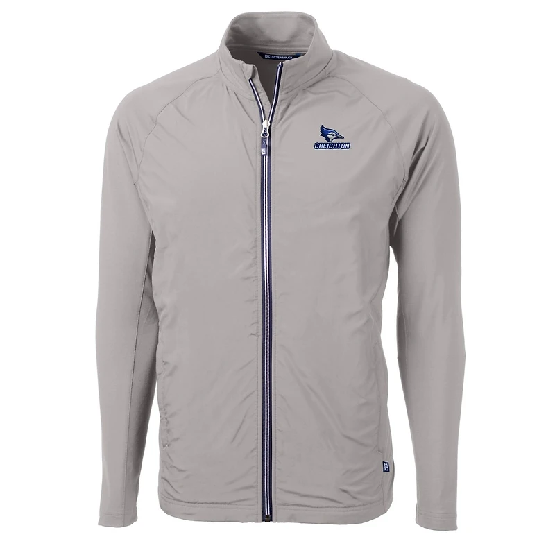 Men's Cutter & Buck Gray Creighton Bluejays Big Tall Adapt Eco Knit Hybrid Recycled Full-Zip Jacket