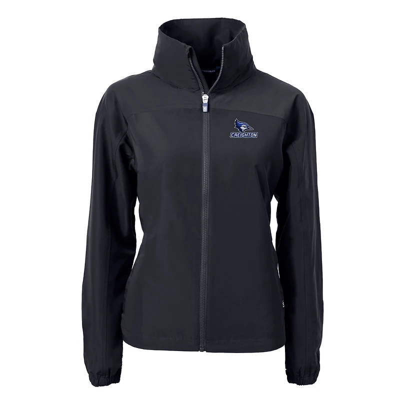 Veste zippée intégrale en tissu recyclé pour femme Cutter & Buck Black Creighton Bluejays Charter