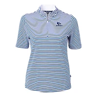 Women's Cutter & Buck  Blue Creighton Bluejays DryTec Virtue Eco Pique Stripe Recycled Polo