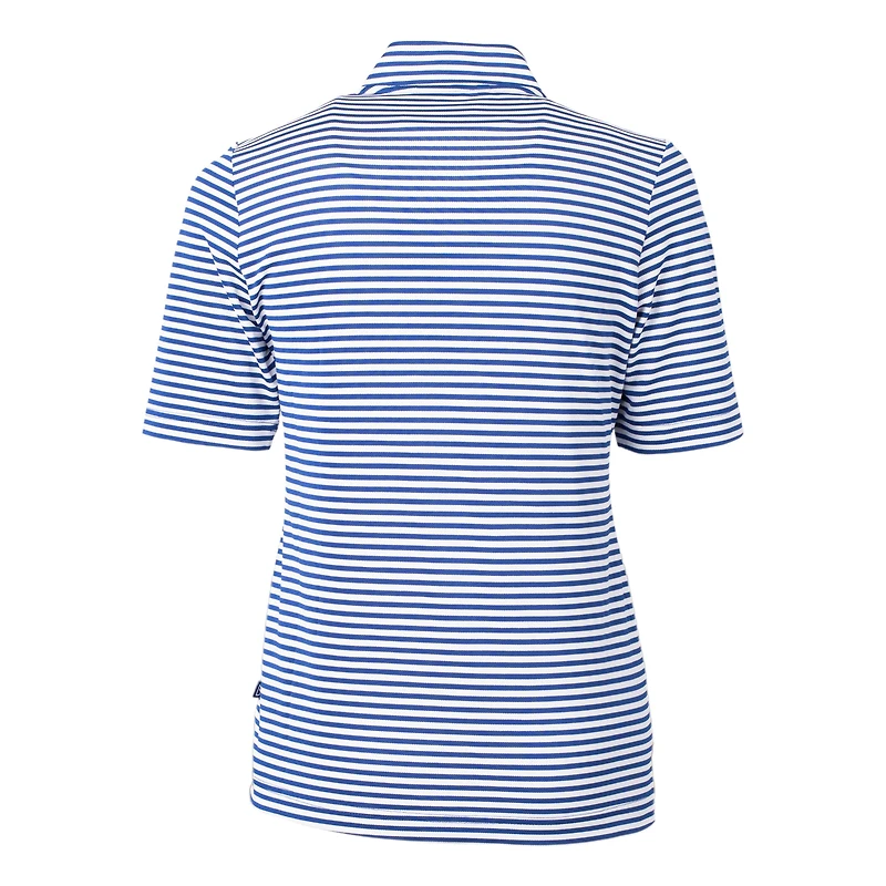 Women's Cutter & Buck  Blue Creighton Bluejays DryTec Virtue Eco Pique Stripe Recycled Polo