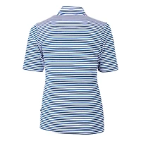 Women's Cutter & Buck  Blue Creighton Bluejays DryTec Virtue Eco Pique Stripe Recycled Polo