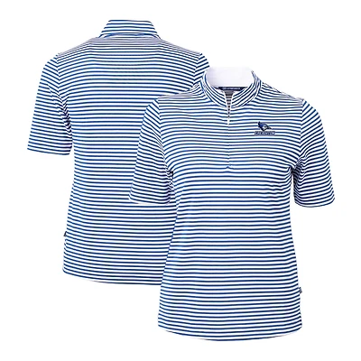 Women's Cutter & Buck Blue Creighton Bluejays DryTec Virtue Eco Pique Stripe Recycled Polo