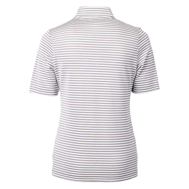 Polo recyclé à rayures piqué écologique DryTec Virtue pour femme, gris, Cutter & Buck, Creighton Bluejays