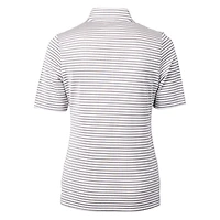 Polo recyclé à rayures piqué écologique DryTec Virtue pour femme, gris, Cutter & Buck, Creighton Bluejays