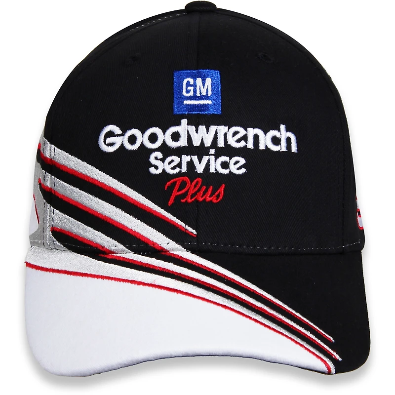 Men's Checkered Flag Black/White Dale Earnhardt Goodwrench Reverse Swoosh Adjustable Hat