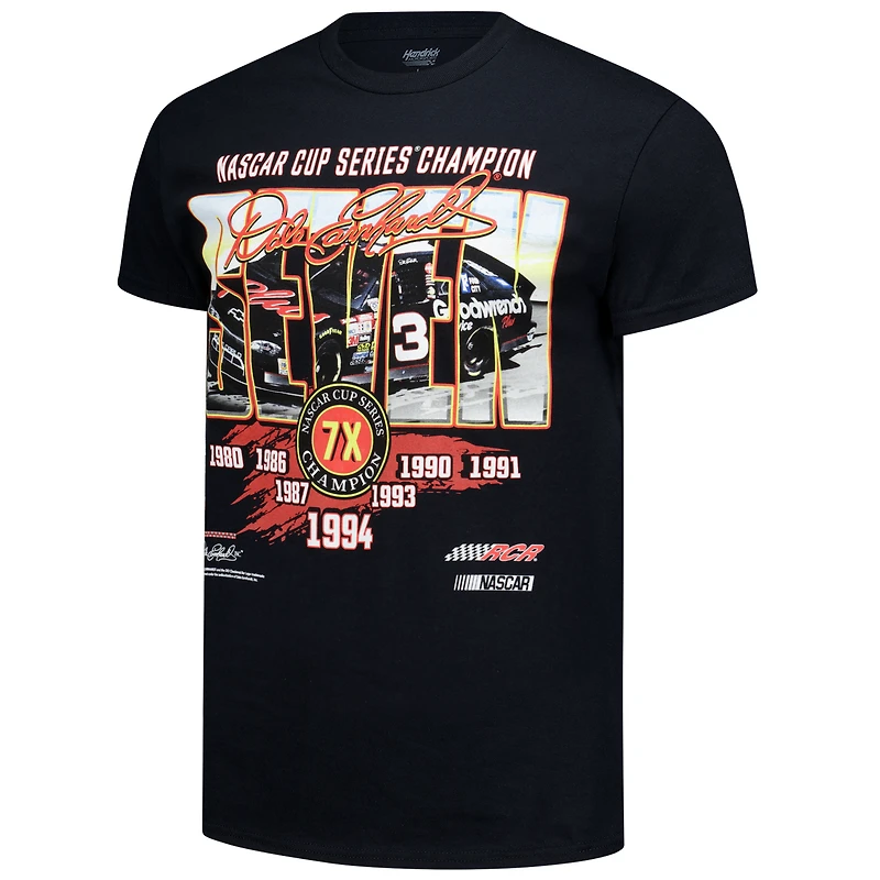 Men's Checkered Flag Sports Black Dale Earnhardt 1-Spot Seven Championships T-Shirt