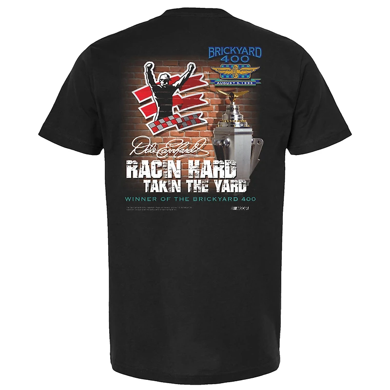 T-shirt de sport à drapeau damier pour hommes, noir, Dale Earnhardt 1995 Goodwrench Brickyard 400, gagnant