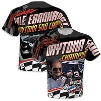 T-shirt d'uniforme sublimé Dale Earnhardt Goodwrench Legend à damier pour homme, blanc/noir