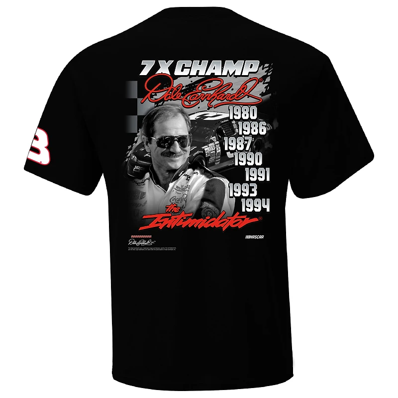 T-shirt à damier pour homme Dale Earnhardt, sept fois champion Intimidator, noir