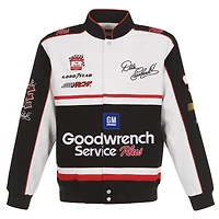 Men's JH Design White/Black Dale Earnhardt Goodwrench Twill Uniform Full-Snap Jacket
