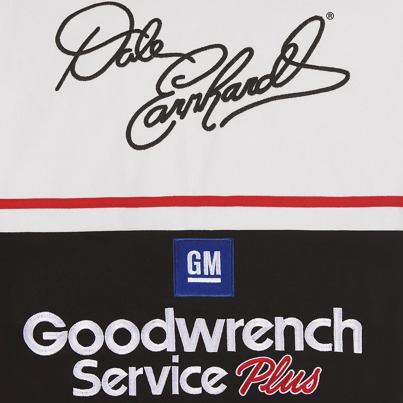 Men's JH Design White/Black Dale Earnhardt Goodwrench Twill Uniform Full-Snap Jacket