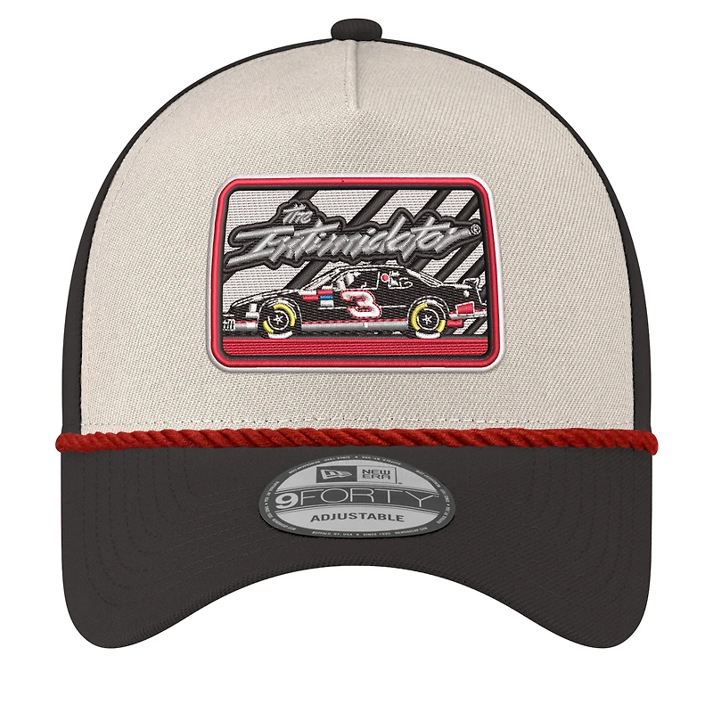 Men's New Era Stone/Black Dale Earnhardt 9FORTY Rope Adjustable Hat