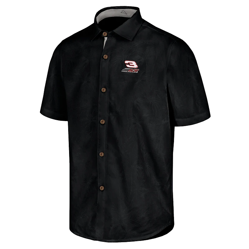 Men's Tommy Bahama Black Dale Earnhardt Sport Coconut Point Palm Vista IslandZone Button-Up Camp Shirt