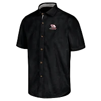Men's Tommy Bahama Black Dale Earnhardt Sport Coconut Point Palm Vista IslandZone Button-Up Camp Shirt