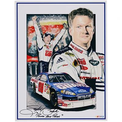Dale Earnhardt Jr. Lithographie non signée 11"x 15" avec inscription "Power and Pride" - Art et signée par Stephen Balok