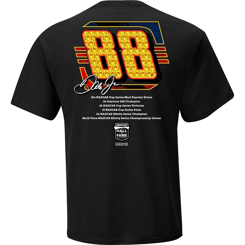 Men's Checkered Flag Black Dale Earnhardt Jr. NASCAR Hall of Fame Class 2021 Inductee T-Shirt