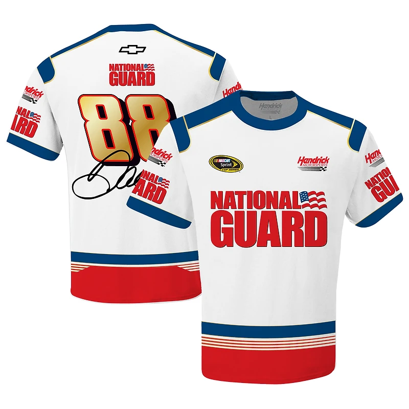 T-shirt blanc pour homme de la collection Hendrick Motorsports Team, Dale Earnhardt Jr., légende Garde nationale