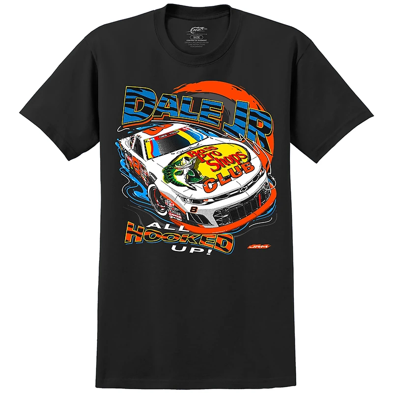 T-shirt officiel de l'équipe JR Motorsports pour homme, noir, Dale Earnhardt Jr. Bass Pro Shops Car
