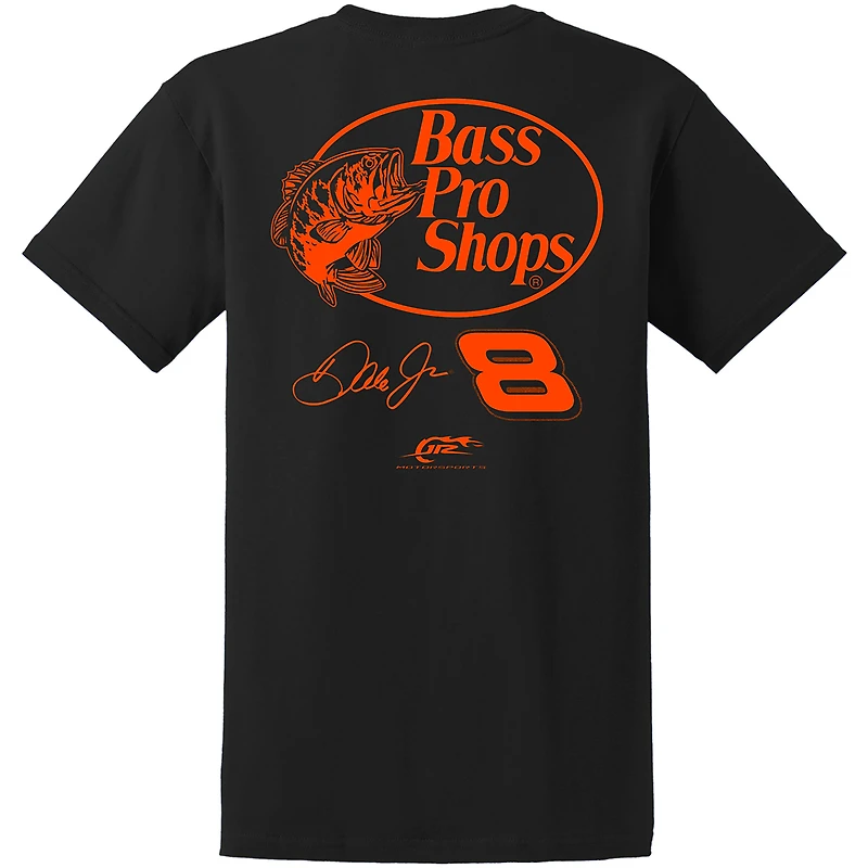 T-shirt officiel de l'équipe JR Motorsports pour homme, noir, Dale Earnhardt Jr. Bass Pro Shops Car