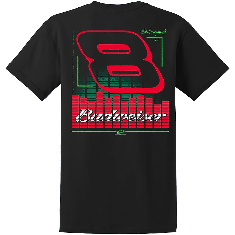 T-shirt officiel de l'équipe JR Motorsports pour homme avec voiture Budweiser Dale Earnhardt Jr. noir