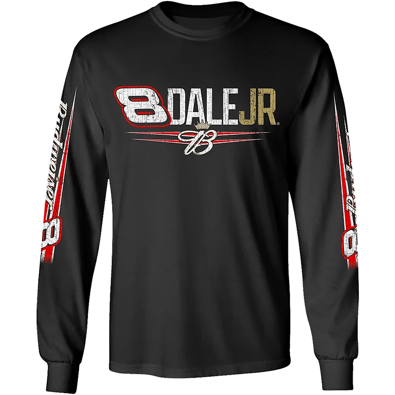 Men's JR Motorsports Official Team Apparel Black Dale Earnhardt Jr. Budweiser Long Sleeve T-Shirt