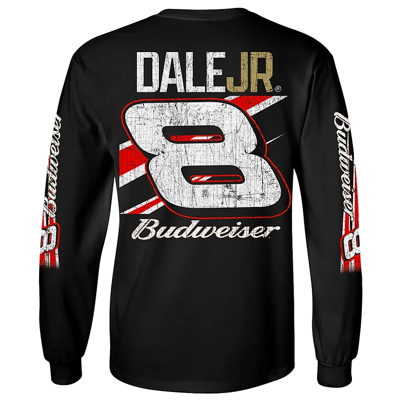 Men's JR Motorsports Official Team Apparel Black Dale Earnhardt Jr. Budweiser Long Sleeve T-Shirt