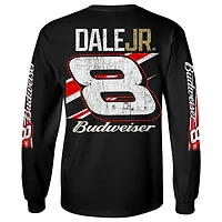 Men's JR Motorsports Official Team Apparel Black Dale Earnhardt Jr. Budweiser Long Sleeve T-Shirt