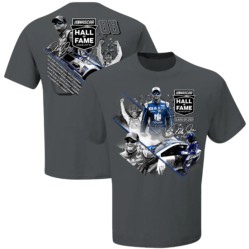 Men's JR Motorsports Official Team Apparel Charcoal Dale Earnhardt Jr. NASCAR Hall of Fame Class 2021 Graphic 2-Spot T-Shirt