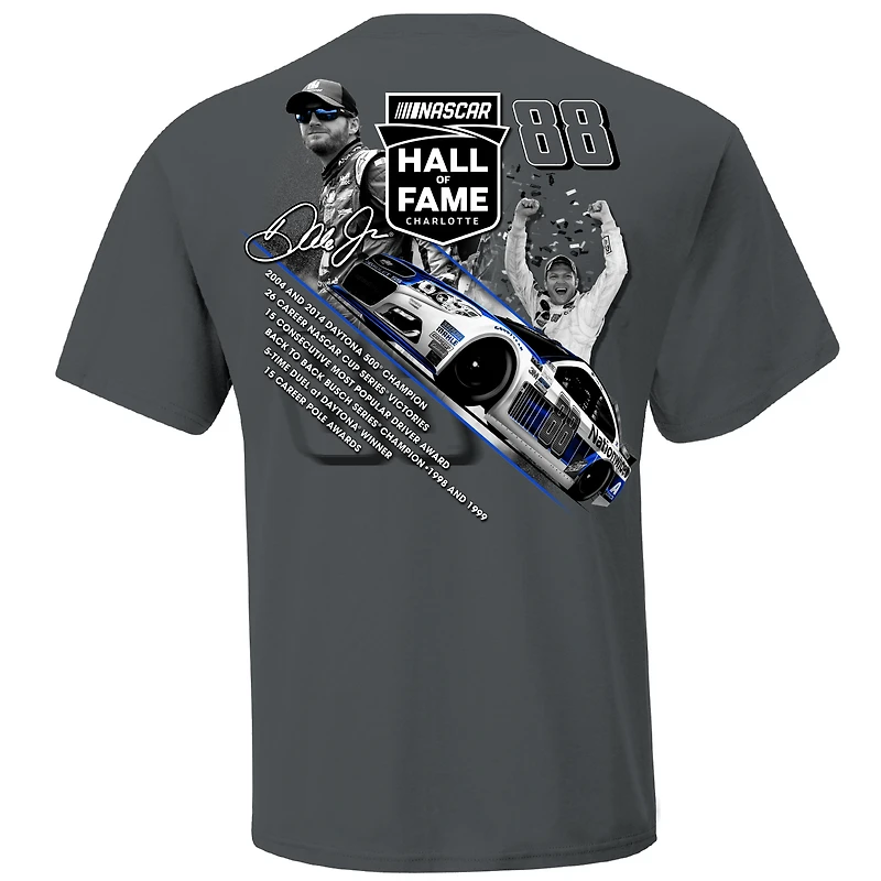 Men's JR Motorsports Official Team Apparel Charcoal Dale Earnhardt Jr. NASCAR Hall of Fame Class 2021 Graphic 2-Spot T-Shirt