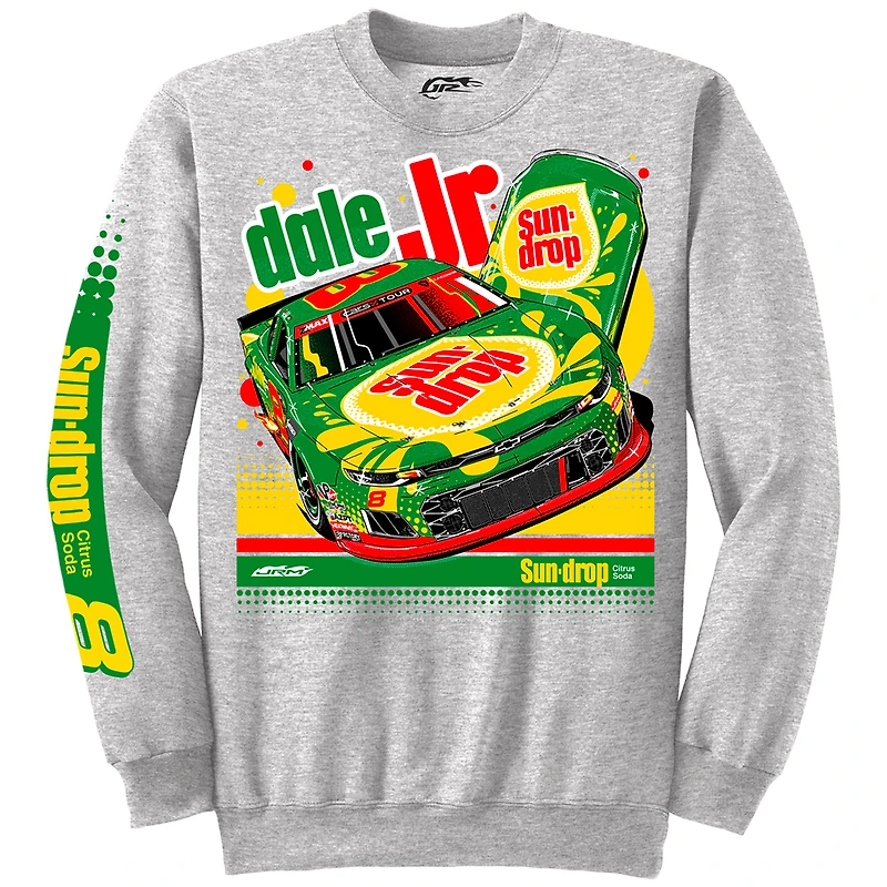 Sweat-shirt officiel de l'équipe JR Motorsports pour homme, gris chiné, Dale Earnhardt Jr. Sun Drop n° 8 Camaro