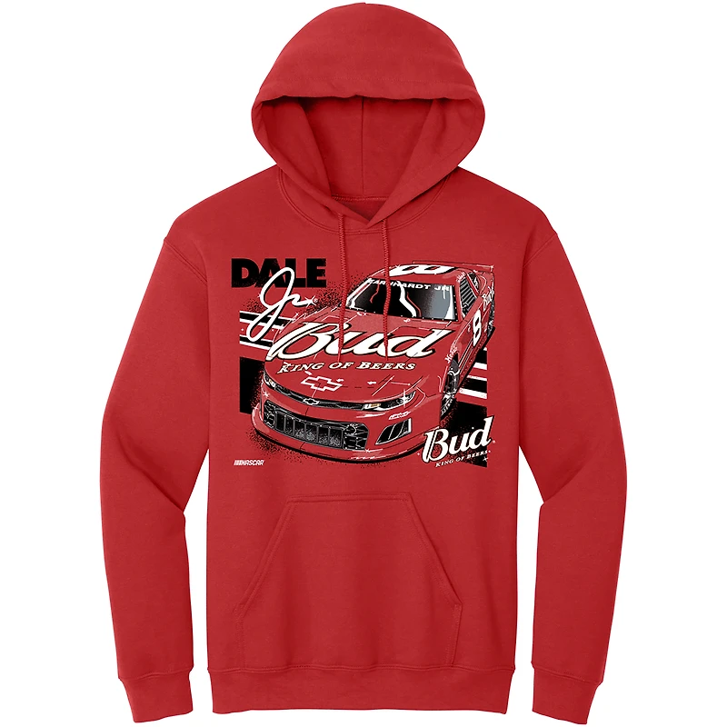 Sweat à capuche officiel de l'équipe JR Motorsports pour homme avec motif voiture Budweiser Dale Earnhardt Jr. rouge