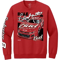 Sweat-shirt officiel de l'équipe JR Motorsports pour homme avec imprimé voiture Budweiser Dale Earnhardt Jr. rouge