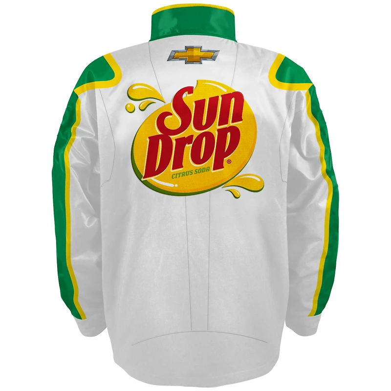 Men's JR Motorsports Official Team Apparel White/Green Dale Earnhardt Jr. Sun Drop Nylon Uniform Full-Snap Jacket