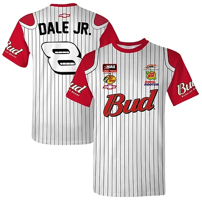 Men's JR Motorsports Official Team Apparel  White Dale Earnhardt Jr. Budweiser Baseball Uniform T-Shirt