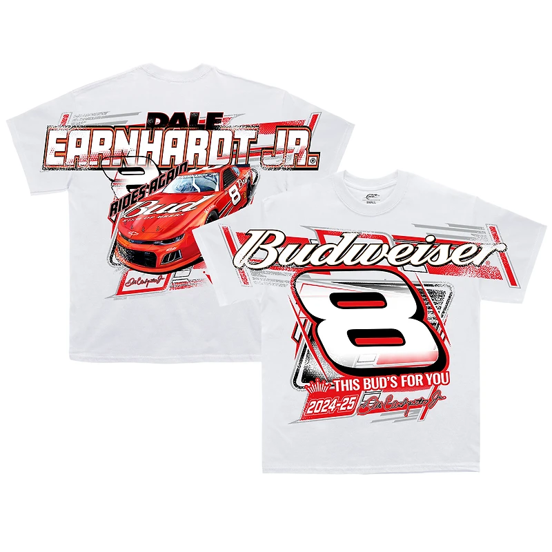 Men's JR Motorsports Official Team Apparel White Dale Earnhardt Jr. Budweiser Tonal Print T-Shirt