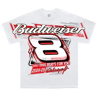Men's JR Motorsports Official Team Apparel White Dale Earnhardt Jr. Budweiser Tonal Print T-Shirt